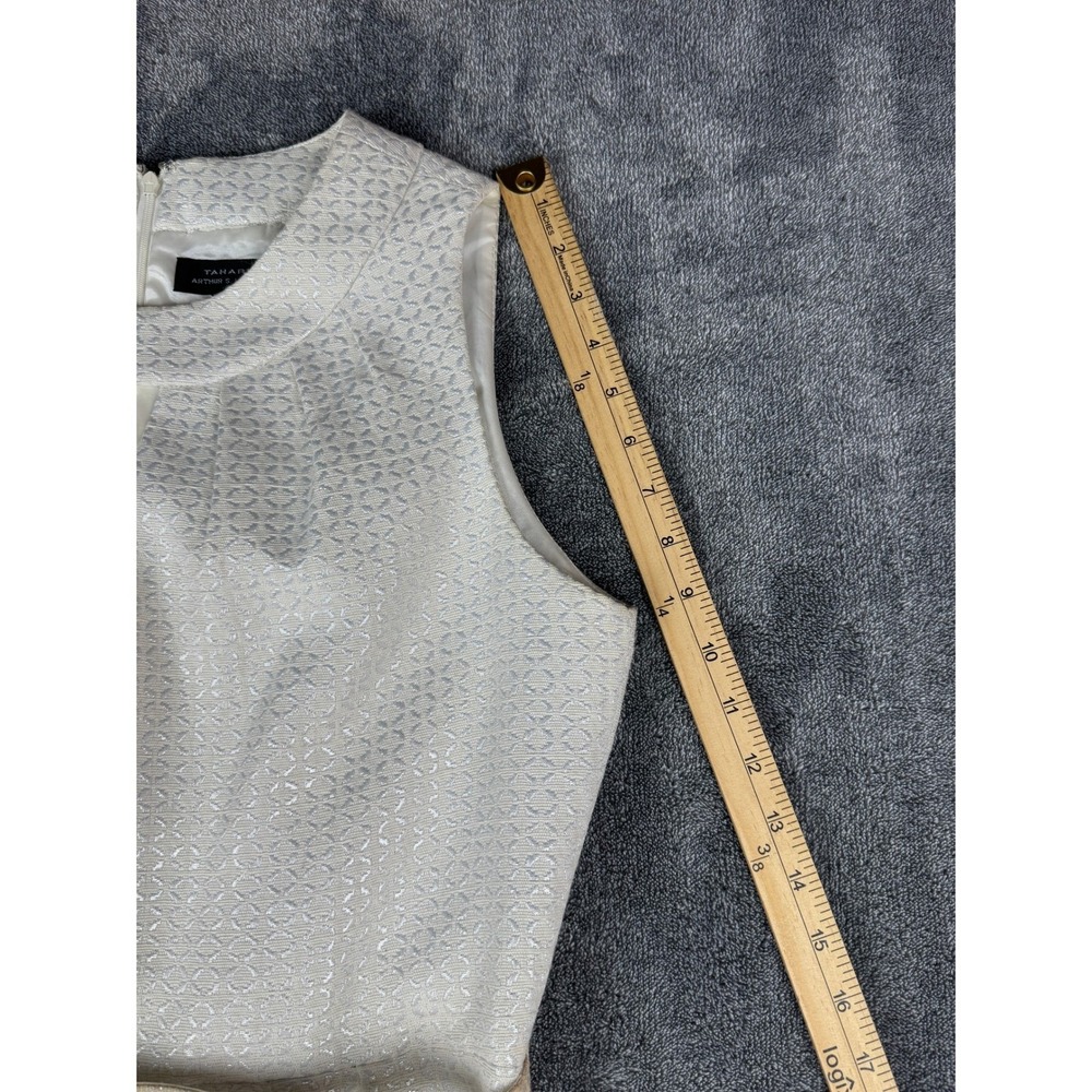 Tahari Arthur S Levine Womens 10 Metallic Jacquard Sheath Dress Champagne White - Picture 14 of 15